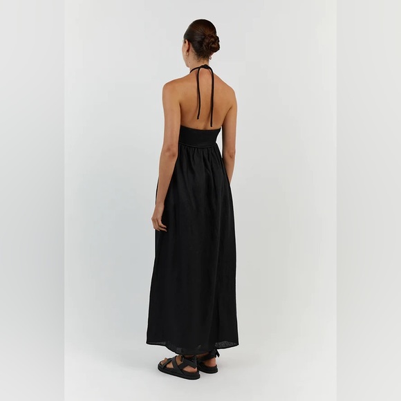DISSH GINA BLACK LINEN MIDI DRESS - Picture 3 of 3